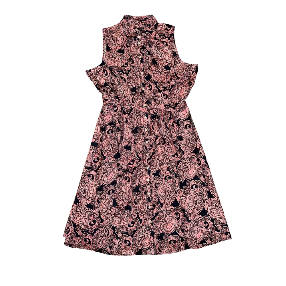 Tommy Hilfiger Shirtdress Women 18W Pink NWT Paisley Sleeveless Cotton Belted